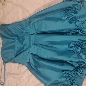 Blue strapless dress